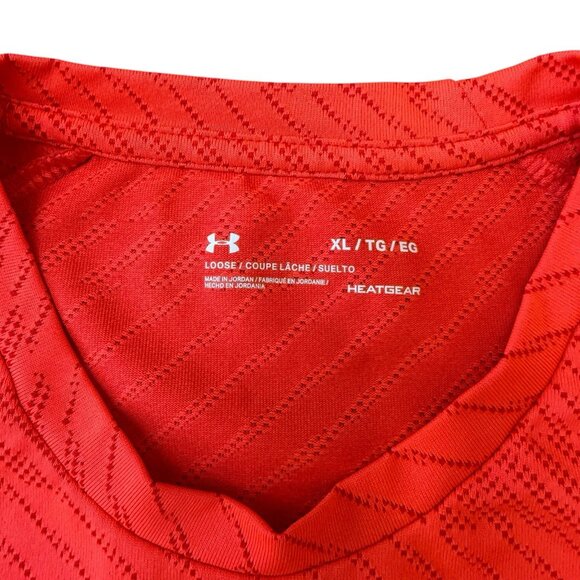 Under Armour T-shirt Velocity 2.0 Jacquard Mens XL  Training Gym Neon Orange - Picture 5 of 6